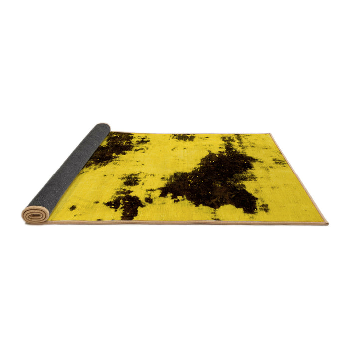 Sideview of Abstract Yellow Modern Rug, abs1967yw