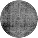 Round Machine Washable Abstract Gray Modern Rug, wshabs1968gry