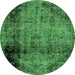 Round Abstract Emerald Green Modern Rug, abs1968emgrn