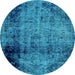 Round Machine Washable Abstract Light Blue Modern Rug, wshabs1968lblu