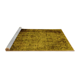 Sideview of Machine Washable Abstract Yellow Modern Rug, wshabs1968yw