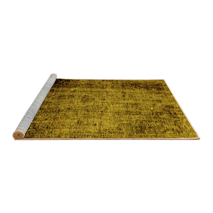 Sideview of Machine Washable Abstract Yellow Modern Rug, wshabs1968yw