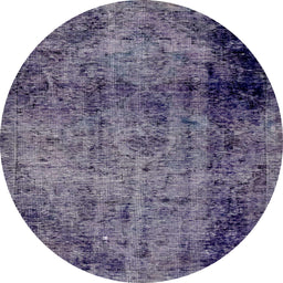 Round Machine Washable Abstract Purple Haze Purple Rug, wshabs1968