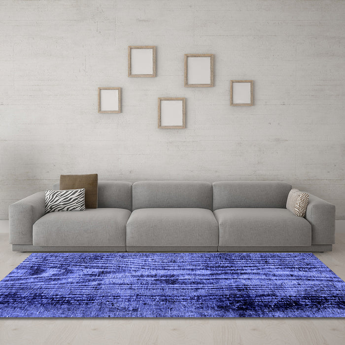 Machine Washable Abstract Blue Modern Rug in a Living Room, wshabs1968blu