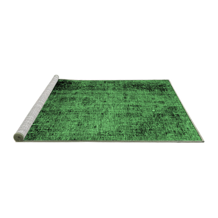 Sideview of Machine Washable Abstract Emerald Green Modern Area Rugs, wshabs1968emgrn