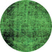 Round Machine Washable Abstract Green Modern Area Rugs, wshabs1968grn