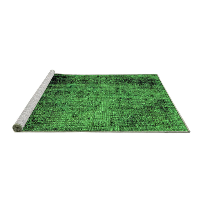 Sideview of Machine Washable Abstract Green Modern Area Rugs, wshabs1968grn