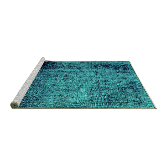 Sideview of Machine Washable Abstract Turquoise Modern Area Rugs, wshabs1968turq