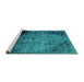 Sideview of Machine Washable Abstract Turquoise Modern Area Rugs, wshabs1968turq