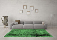 Machine Washable Abstract Emerald Green Modern Rug, wshabs1968emgrn