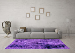 Machine Washable Abstract Purple Modern Area Rugs in a Living Room, wshabs1968pur