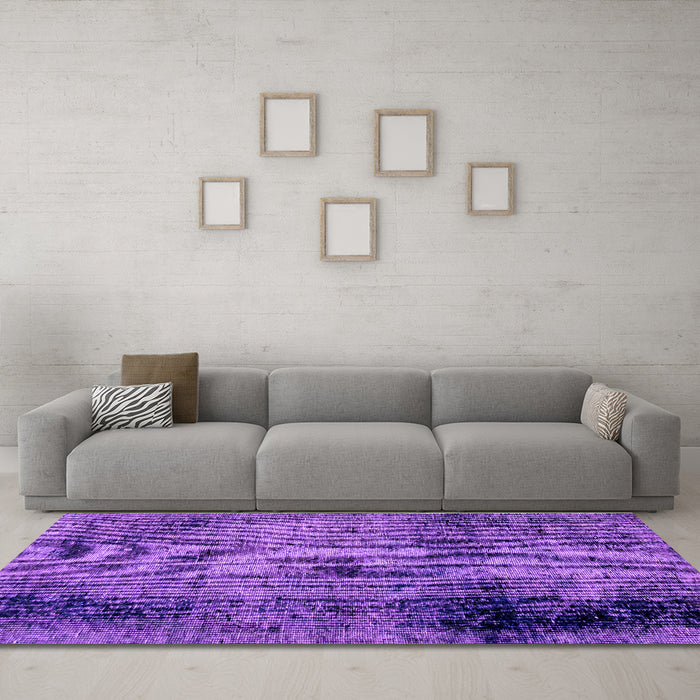 Machine Washable Abstract Purple Modern Area Rugs in a Living Room, wshabs1968pur