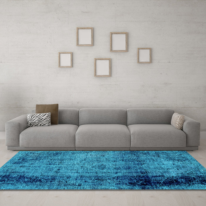 Machine Washable Abstract Light Blue Modern Rug in a Living Room, wshabs1968lblu