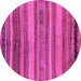 Round Machine Washable Abstract Pink Modern Rug, wshabs1969pnk