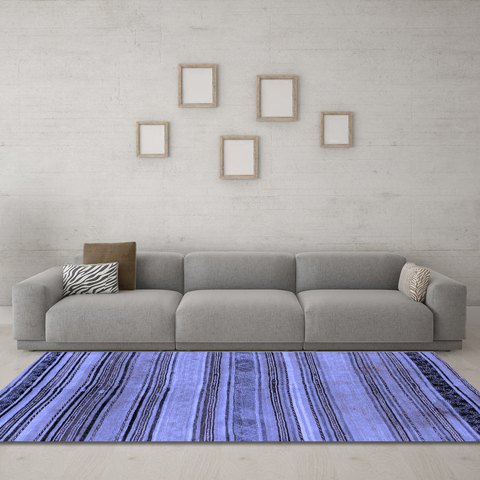 Machine Washable Abstract Blue Modern Rug in a Living Room, wshabs1969blu