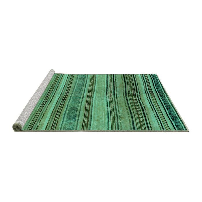 Sideview of Machine Washable Abstract Turquoise Modern Area Rugs, wshabs1969turq