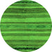 Round Machine Washable Abstract Green Modern Area Rugs, wshabs1969grn