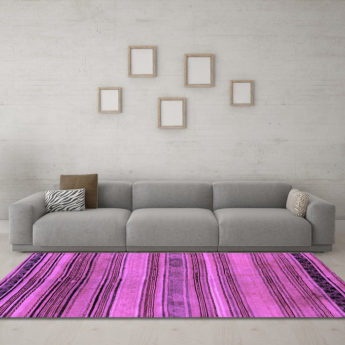 Machine Washable Abstract Purple Modern Area Rugs in a Living Room, wshabs1969pur