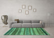 Machine Washable Abstract Turquoise Modern Area Rugs in a Living Room,, wshabs1969turq