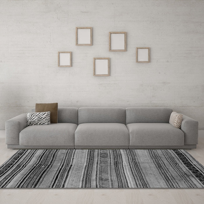 Machine Washable Abstract Gray Modern Rug in a Living Room,, wshabs1969gry