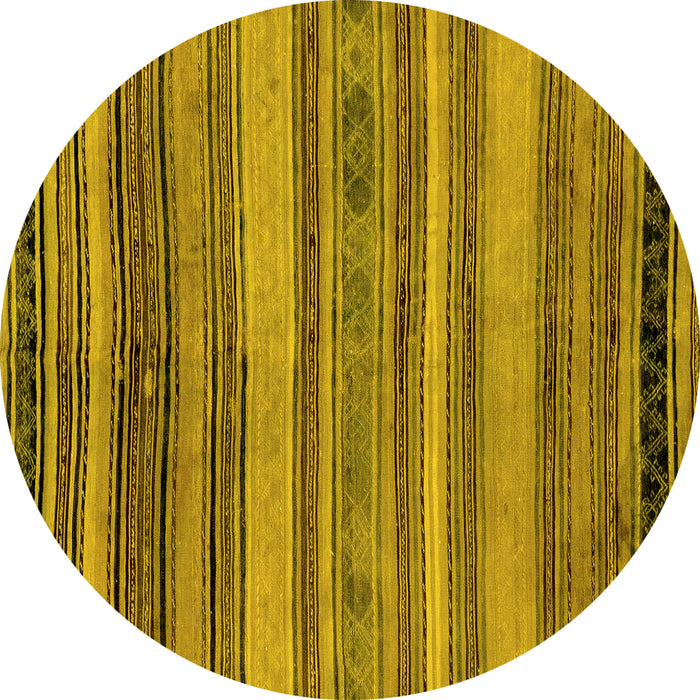 Round Abstract Yellow Modern Rug, abs1969yw