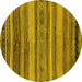 Round Machine Washable Abstract Yellow Modern Rug, wshabs1969yw