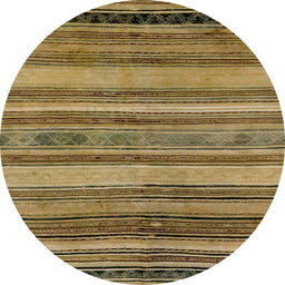 Round Machine Washable Abstract Gold Rug, wshabs1969