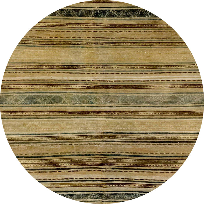Round Machine Washable Abstract Gold Rug, wshabs1969