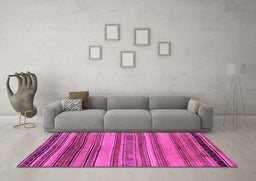 Machine Washable Abstract Pink Modern Rug in a Living Room, wshabs1969pnk