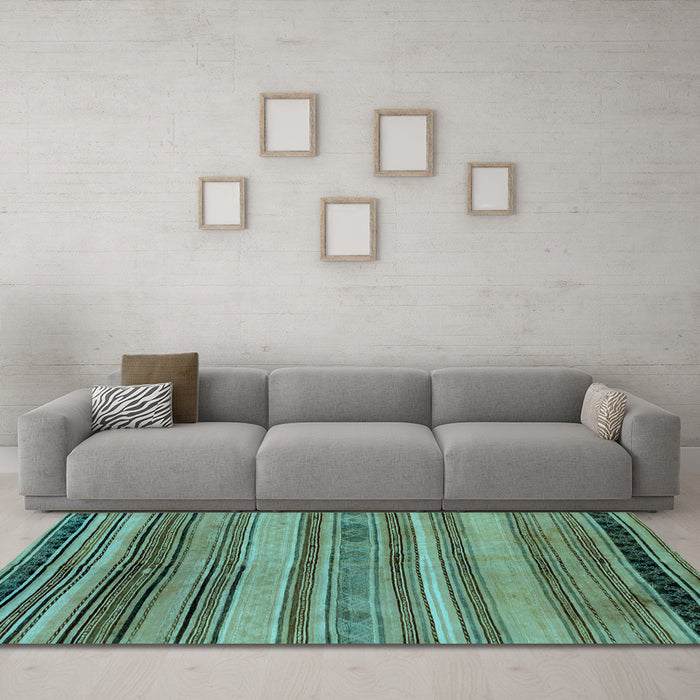 Machine Washable Abstract Light Blue Modern Rug in a Living Room, wshabs1969lblu