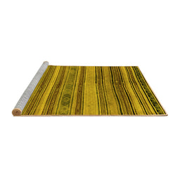 Sideview of Machine Washable Abstract Yellow Modern Rug, wshabs1969yw