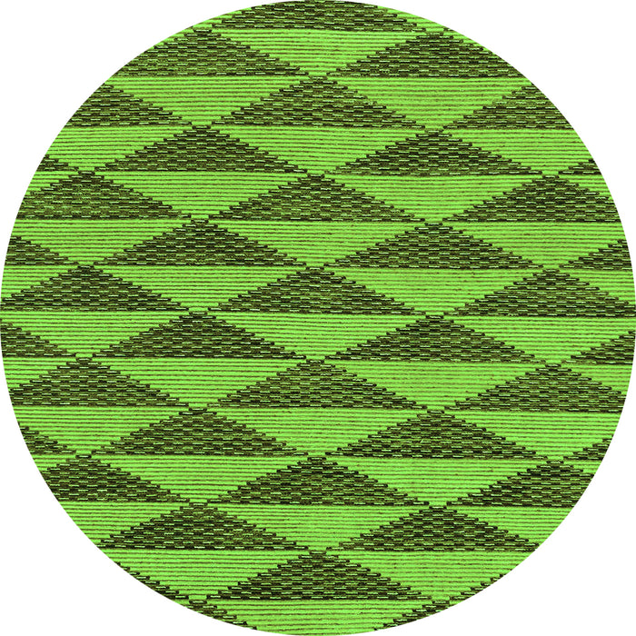 Round Machine Washable Abstract Green Modern Area Rugs, wshabs196grn