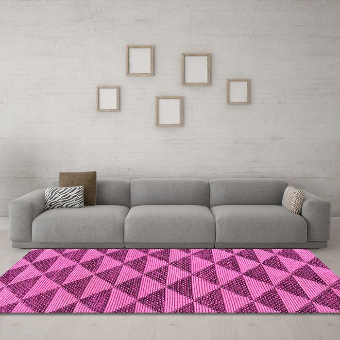 Machine Washable Abstract Pink Modern Rug in a Living Room, wshabs196pnk