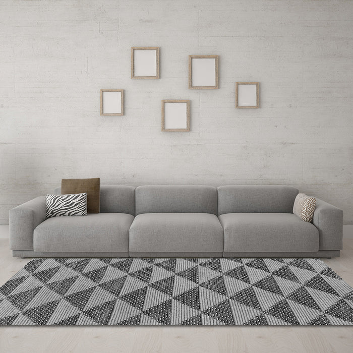 Machine Washable Abstract Gray Modern Rug in a Living Room,, wshabs196gry