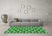 Machine Washable Abstract Emerald Green Modern Area Rugs in a Living Room,, wshabs196emgrn