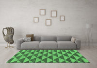 Machine Washable Abstract Emerald Green Modern Rug, wshabs196emgrn