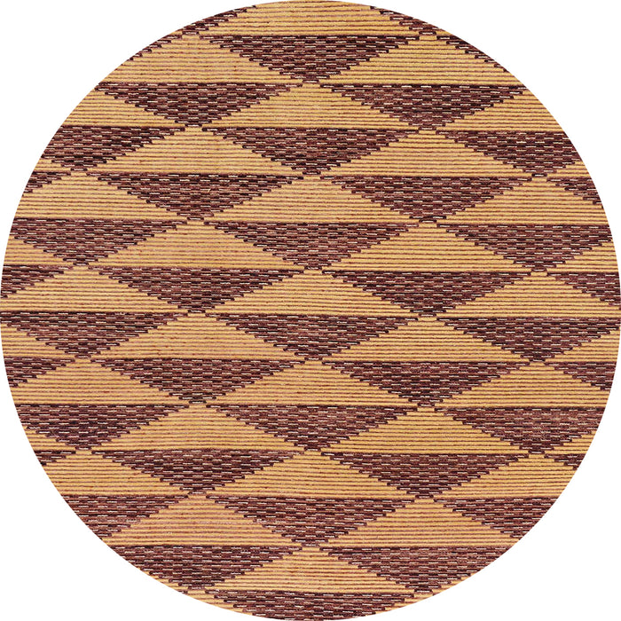 Round Abstract Fire Brick Red Modern Rug, abs196