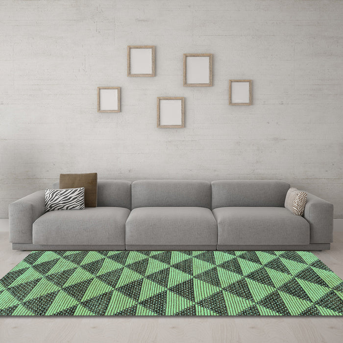 Machine Washable Abstract Turquoise Modern Area Rugs in a Living Room,, wshabs196turq