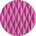 Round Machine Washable Abstract Pink Modern Rug, wshabs196pnk