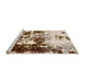 Sideview of Machine Washable Abstract Desert Sand Beige Rug, wshabs1970