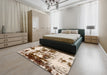 Abstract Desert Sand Beige Modern Rug in a Bedroom, abs1970