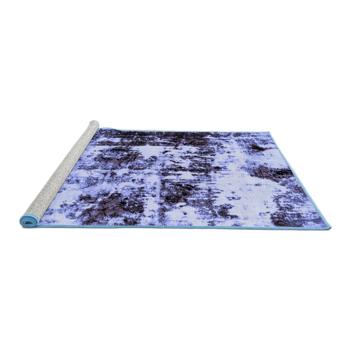 Sideview of Machine Washable Abstract Blue Modern Rug, wshabs1970blu