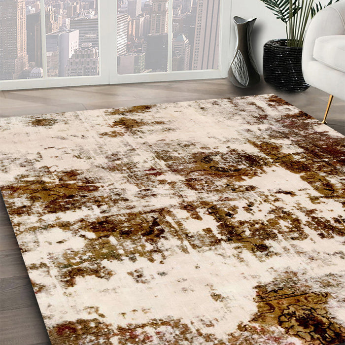 Abstract Desert Sand Beige Modern Rug in Family Room, abs1970