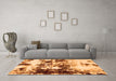 Machine Washable Abstract Orange Modern Area Rugs in a Living Room, wshabs1970org