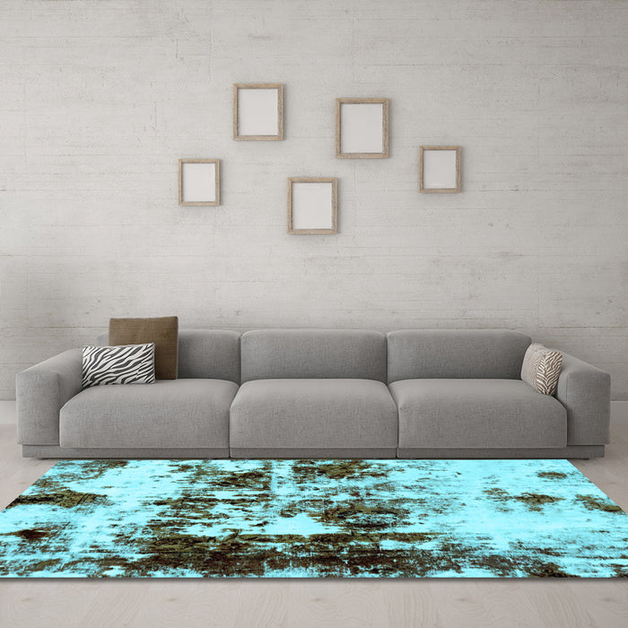 Machine Washable Abstract Light Blue Modern Rug in a Living Room, wshabs1970lblu