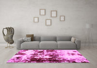 Machine Washable Abstract Pink Modern Rug, wshabs1970pnk