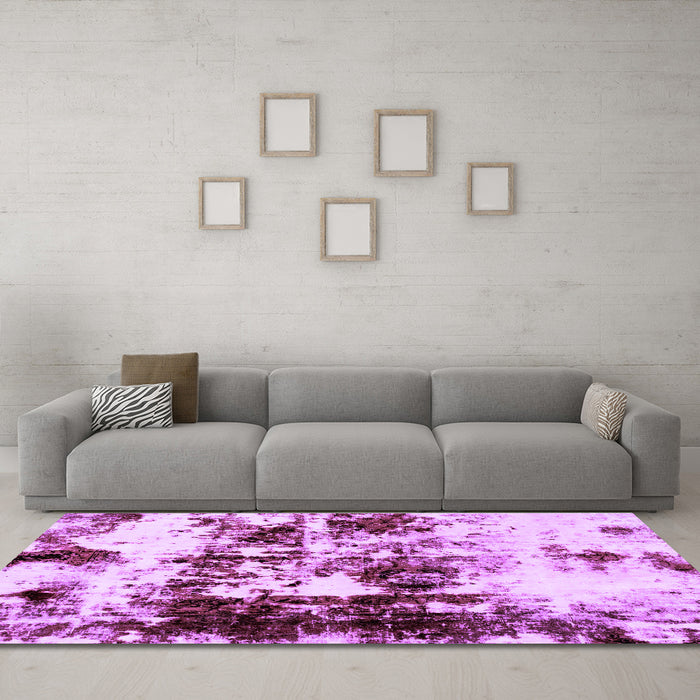 Machine Washable Abstract Purple Modern Area Rugs in a Living Room, wshabs1970pur