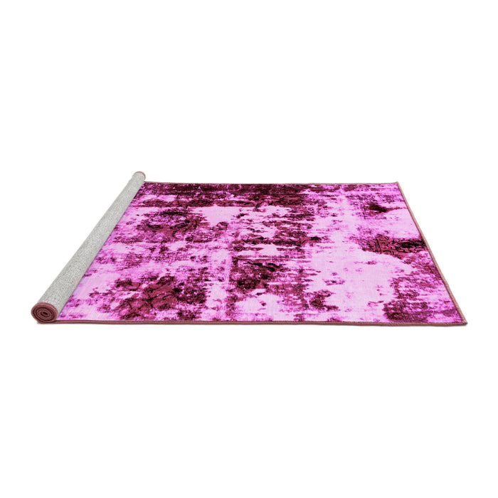 Sideview of Machine Washable Abstract Pink Modern Rug, wshabs1970pnk