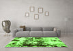 Machine Washable Abstract Green Modern Area Rugs in a Living Room,, wshabs1970grn