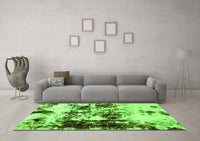 Machine Washable Abstract Green Modern Rug, wshabs1970grn